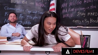 Horny Asian Student Gets Her Teen Pussy Fucked By Teacher'S Big Cock