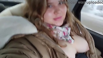 Fatty With Big Tits Pleasures Herself In The Back Seat