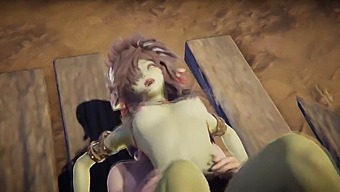 Transando Com Uma Mulher Goblin De Pele Verde Que Faz Sons Altos De Gemidos