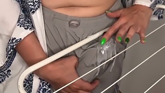 Stepson Watches As Stepmother Accidentally Rubs Her Huge Cock On Clothes Dryer In Homemade Video