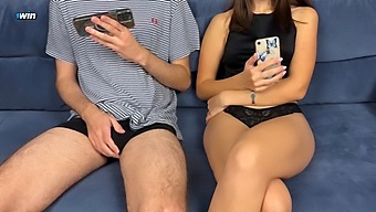 Stepbrother Joins Stepsister In Erotic Video And Receives A Handjob And Facial